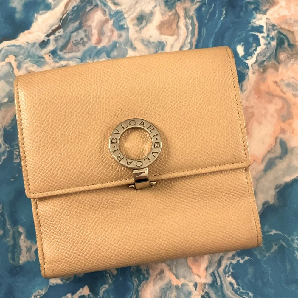 ❤️ Bvlgari Bulgari pre-loved authentic beige small wallet, silver hardware